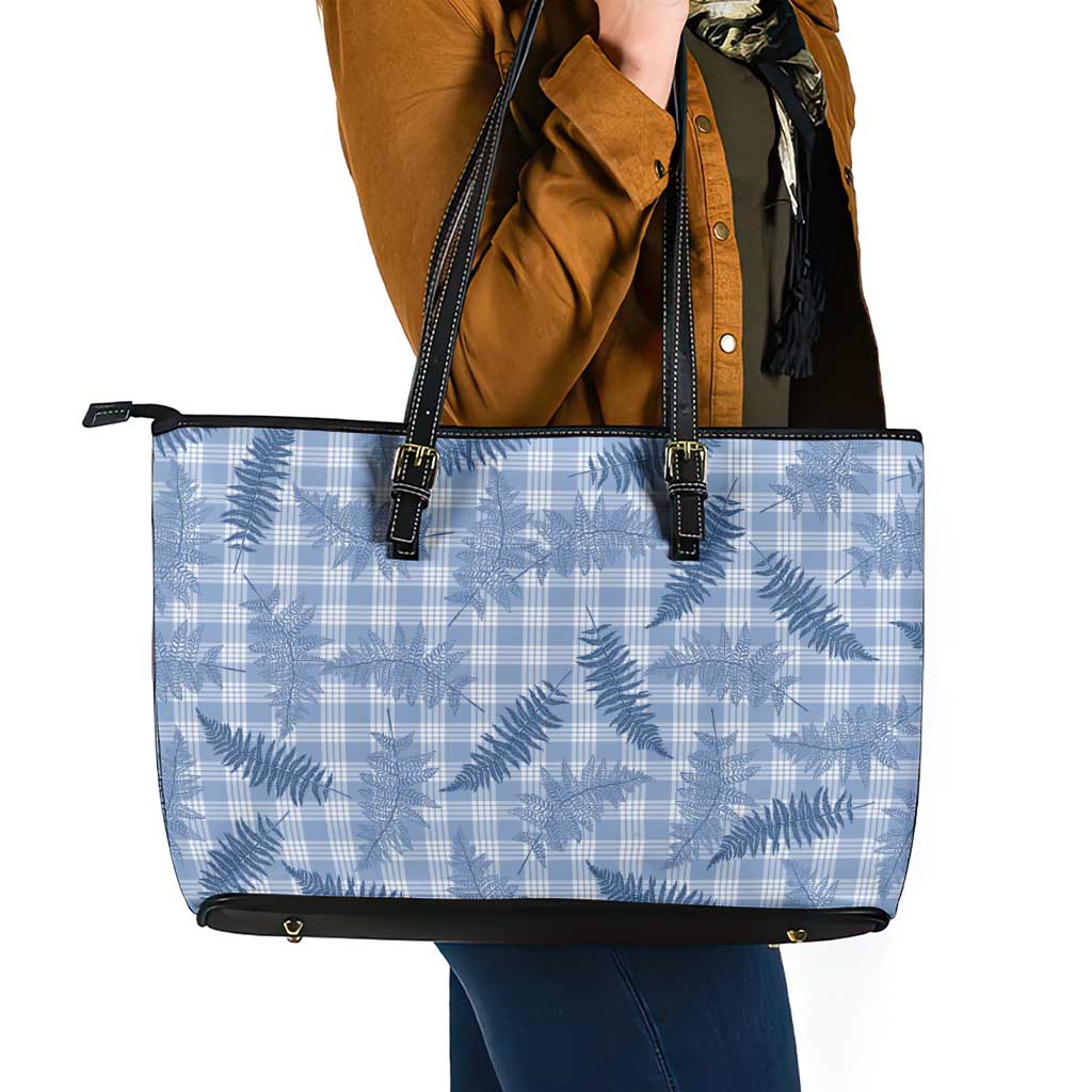 Blue Palaka Hawaii Palapalai Leather Tote Bag Hawaiian Fern LT14 - Polynesian Pride