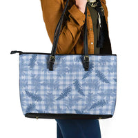 Blue Palaka Hawaii Palapalai Leather Tote Bag Hawaiian Fern LT14 - Polynesian Pride