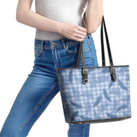 Blue Palaka Hawaii Palapalai Leather Tote Bag Hawaiian Fern LT14 - Polynesian Pride