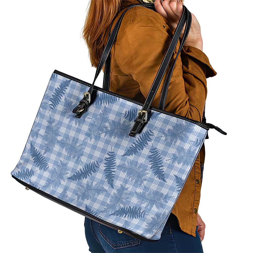 Blue Palaka Hawaii Palapalai Leather Tote Bag Hawaiian Fern LT14 - Polynesian Pride