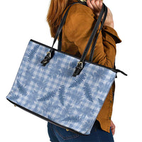 Blue Palaka Hawaii Palapalai Leather Tote Bag Hawaiian Fern LT14 - Polynesian Pride