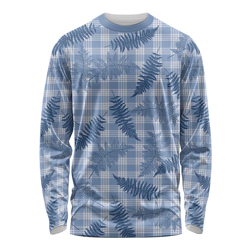 Blue Palaka Hawaii Palapalai Long Sleeve Shirt Hawaiian Fern LT14 Unisex Blue - Polynesian Pride