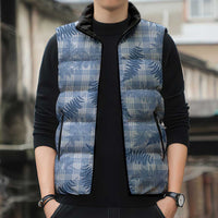 Blue Palaka Hawaii Palapalai Sleeveless Puffer Jacket Hawaiian Fern - Polynesian Pride