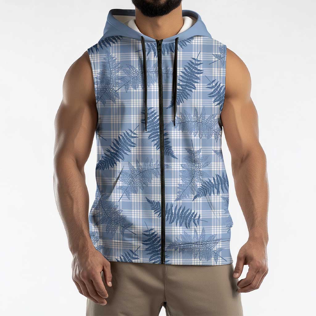 Blue Palaka Hawaii Palapalai Sleeveless Zip Hoodie Hawaiian Fern LT14 - Polynesian Pride