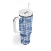 Blue Palaka Hawaii Palapalai Tumbler With Handle Hawaiian Fern - Polynesian Pride