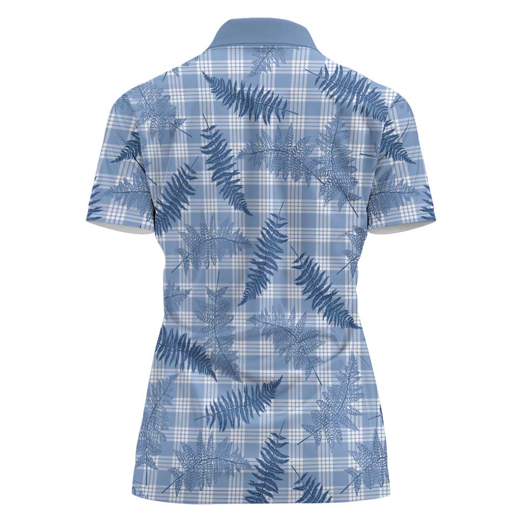 Blue Palaka Hawaii Palapalai Women Polo Shirt Hawaiian Fern - Polynesian Pride