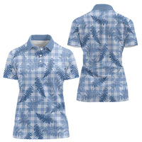 Blue Palaka Hawaii Palapalai Women Polo Shirt Hawaiian Fern - Polynesian Pride