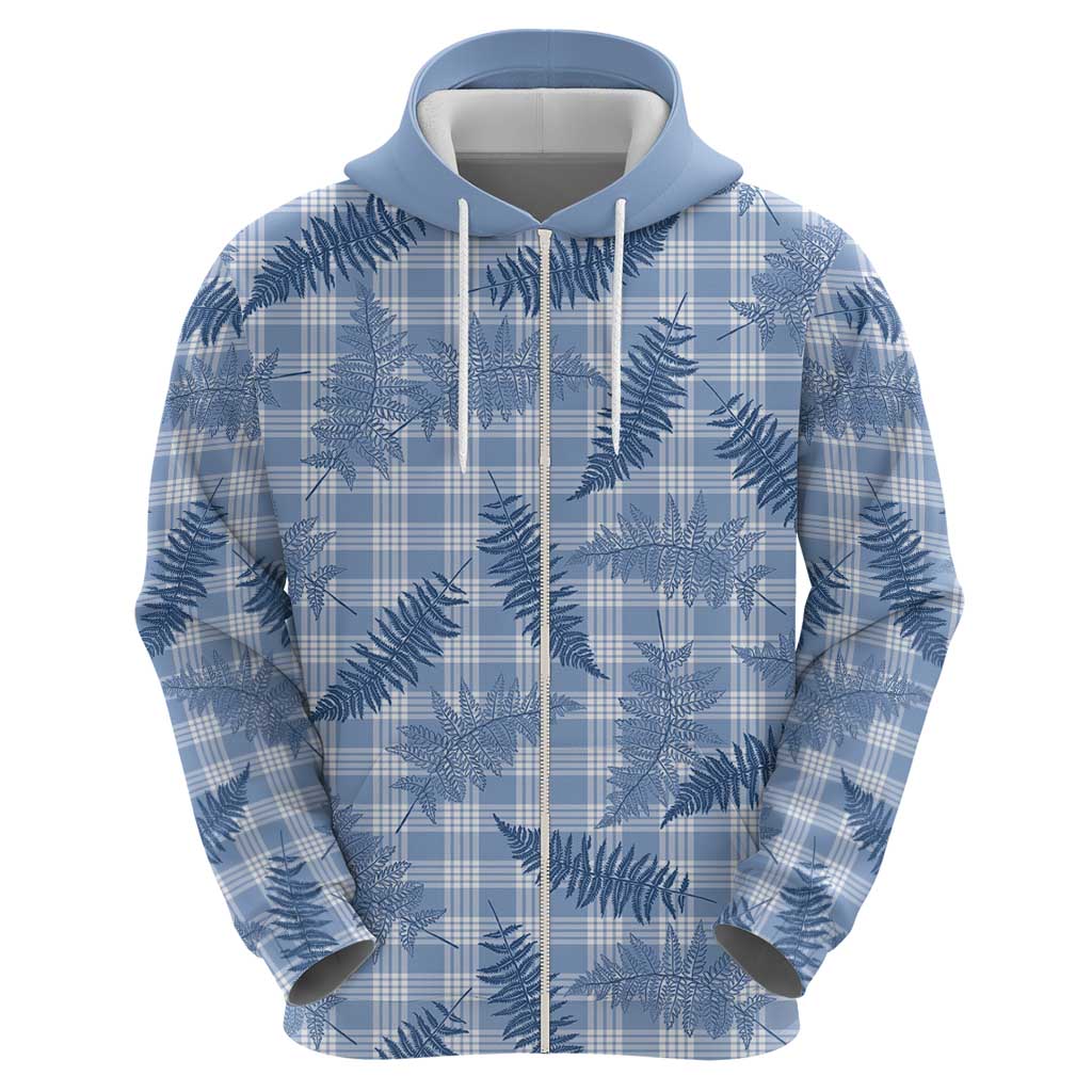 Blue Palaka Hawaii Palapalai Zip Hoodie Hawaiian Fern LT14 - Polynesian Pride