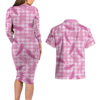 Purple Palaka Hawaii Palapalai Couples Matching Long Sleeve Bodycon Dress and Hawaiian Shirt Hawaiian Fern - Polynesian Pride