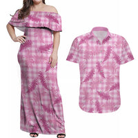 Purple Palaka Hawaii Palapalai Couples Matching Off Shoulder Maxi Dress and Hawaiian Shirt Hawaiian Fern - Polynesian Pride