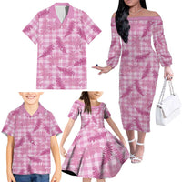 Purple Palaka Hawaii Palapalai Family Matching Off The Shoulder Long Sleeve Dress and Hawaiian Shirt Hawaiian Fern - Polynesian Pride
