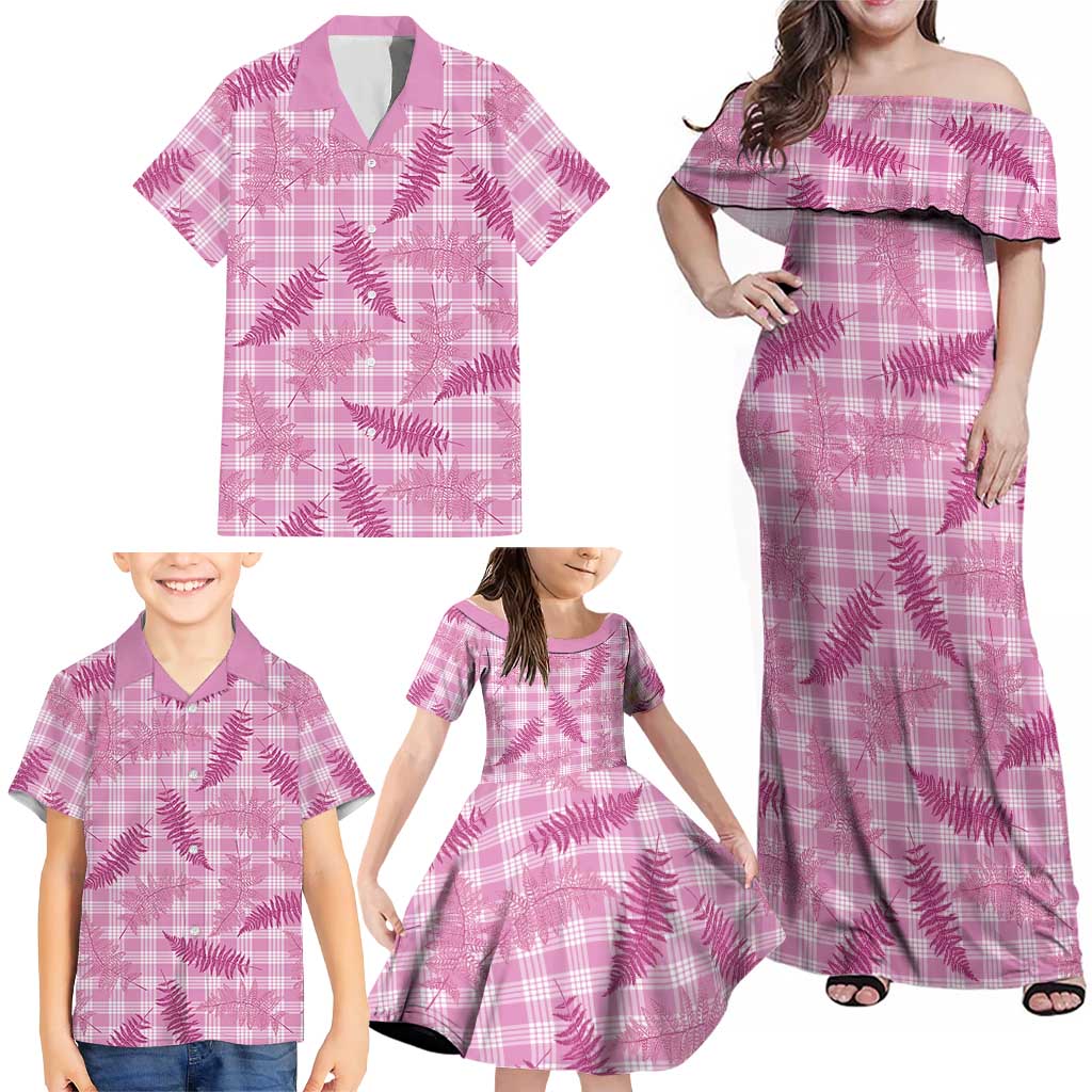 Purple Palaka Hawaii Palapalai Family Matching Off Shoulder Maxi Dress and Hawaiian Shirt Hawaiian Fern - Polynesian Pride