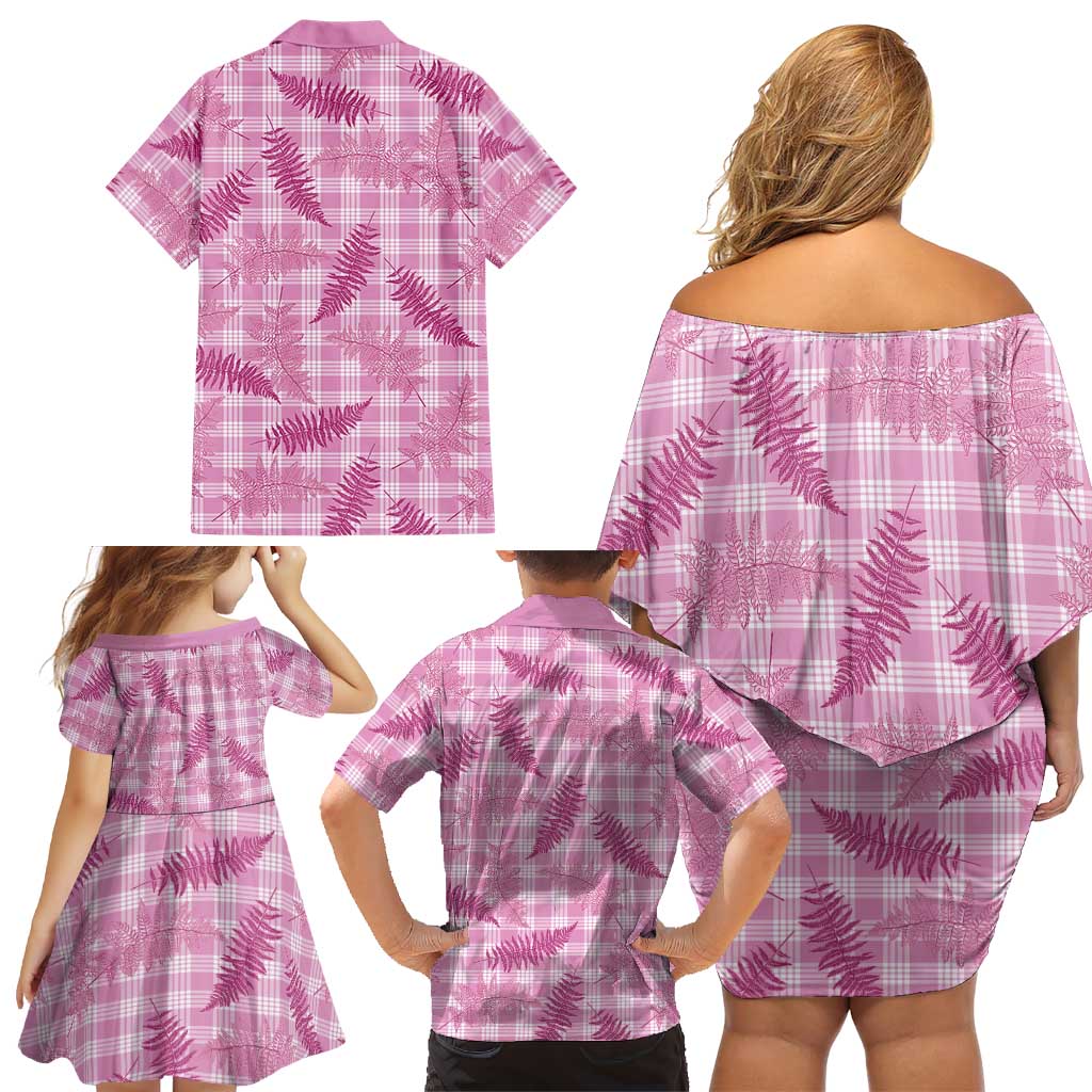 Purple Palaka Hawaii Palapalai Family Matching Off Shoulder Short Dress and Hawaiian Shirt Hawaiian Fern - Polynesian Pride