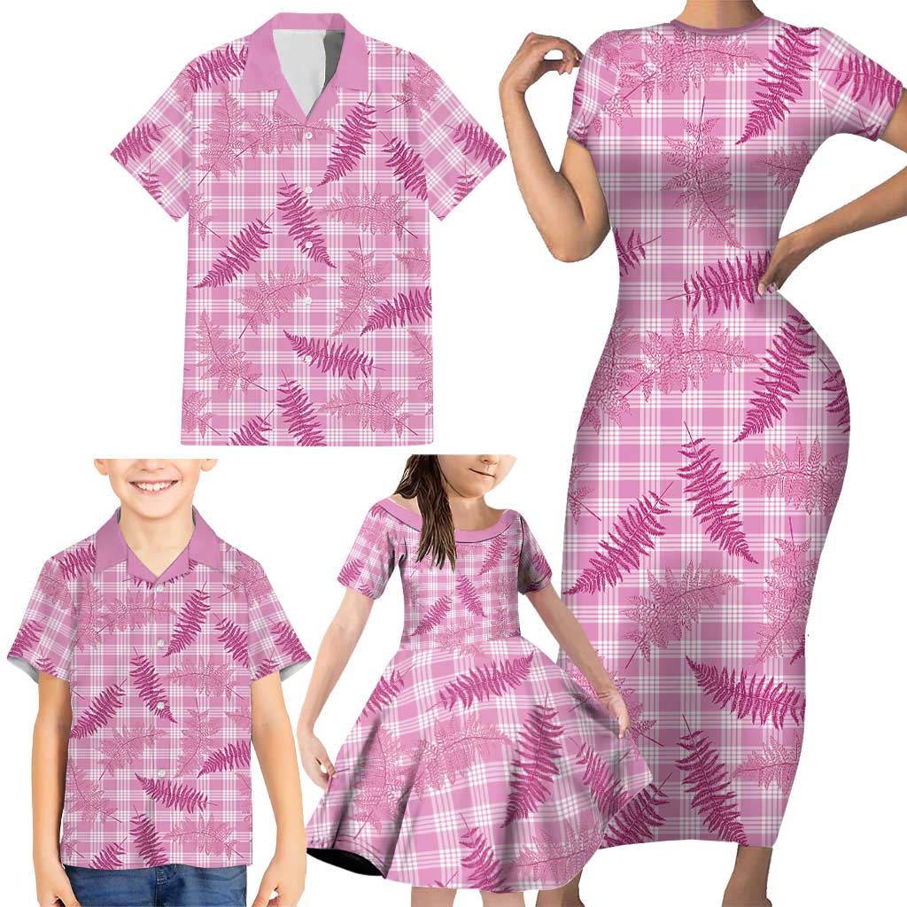 Purple Palaka Hawaii Palapalai Family Matching Short Sleeve Bodycon Dress and Hawaiian Shirt Hawaiian Fern - Polynesian Pride