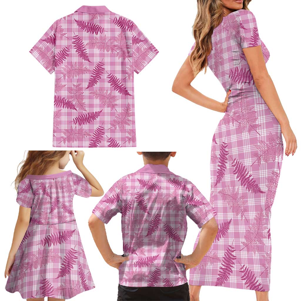 Purple Palaka Hawaii Palapalai Family Matching Short Sleeve Bodycon Dress and Hawaiian Shirt Hawaiian Fern - Polynesian Pride