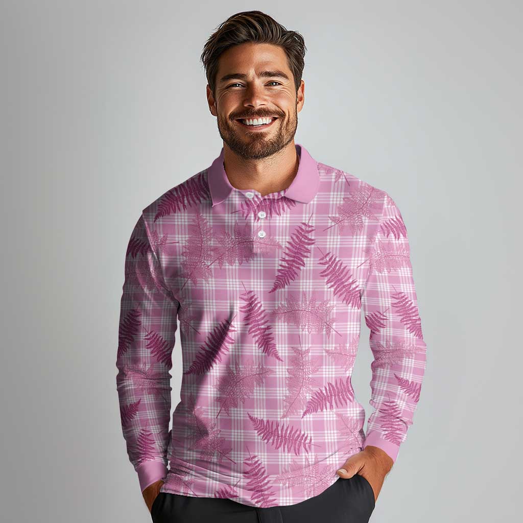 Purple Palaka Hawaii Palapalai Long Sleeve Polo Shirt Hawaiian Fern LT14 - Polynesian Pride