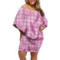 Purple Palaka Hawaii Palapalai Off Shoulder Short Dress Hawaiian Fern LT14 Women Purple - Polynesian Pride