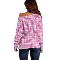 Purple Palaka Hawaii Palapalai Off Shoulder Sweater Hawaiian Fern - Polynesian Pride