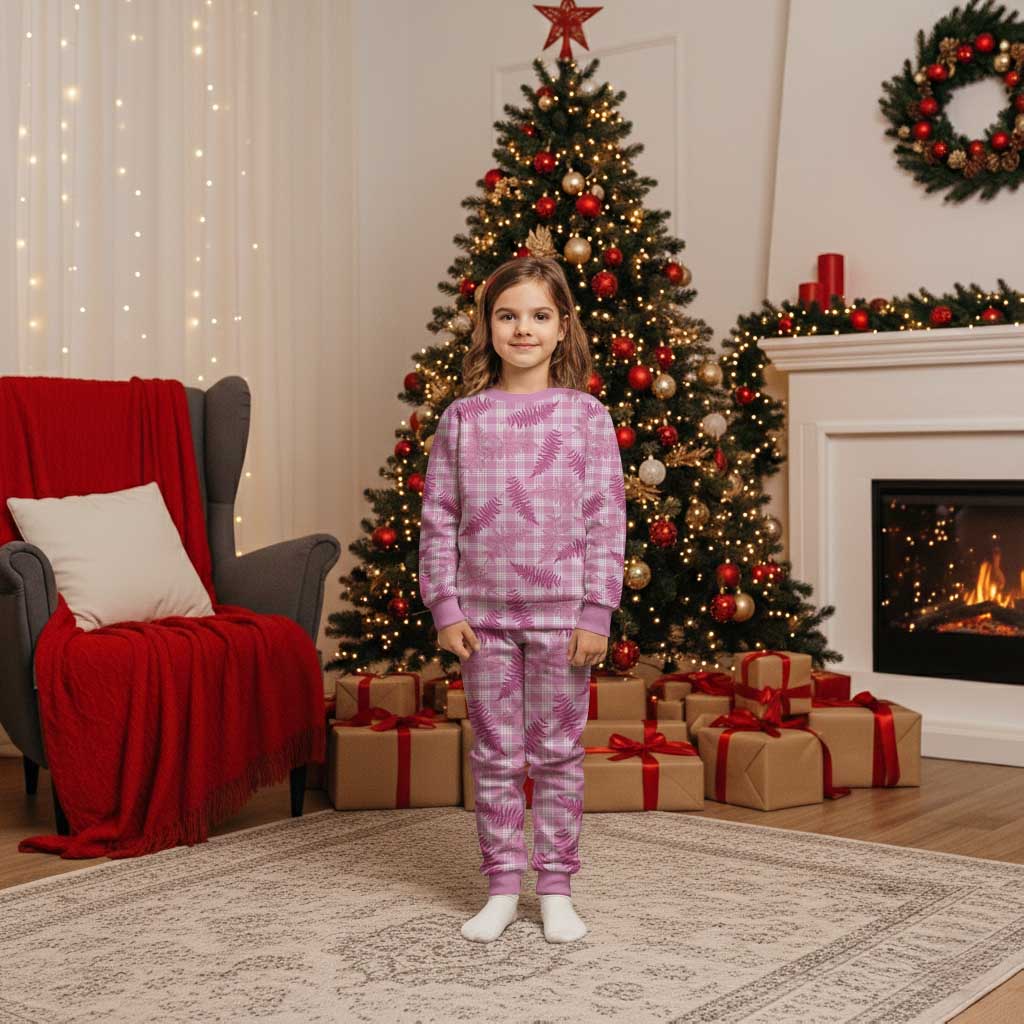 Purple Palaka Hawaii Palapalai Christmas Pajama Set Hawaiian Fern LT14 Kid Purple - Polynesian Pride
