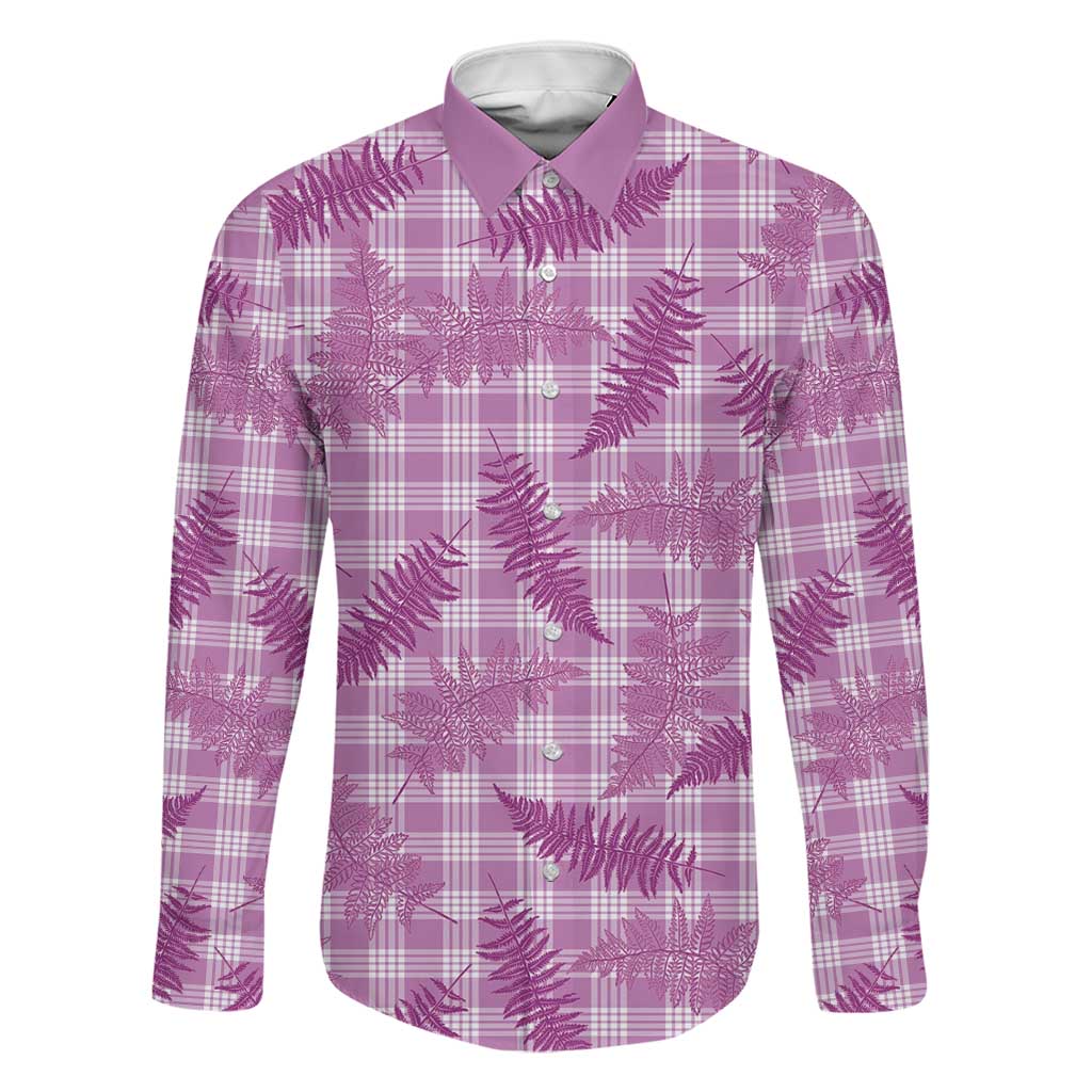Pink Palaka Hawaii Palapalai Family Matching Long Sleeve Bodycon Dress and Hawaiian Shirt Hawaiian Fern - Polynesian Pride