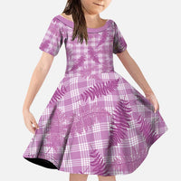 Pink Palaka Hawaii Palapalai Family Matching Short Sleeve Bodycon Dress and Hawaiian Shirt Hawaiian Fern - Polynesian Pride