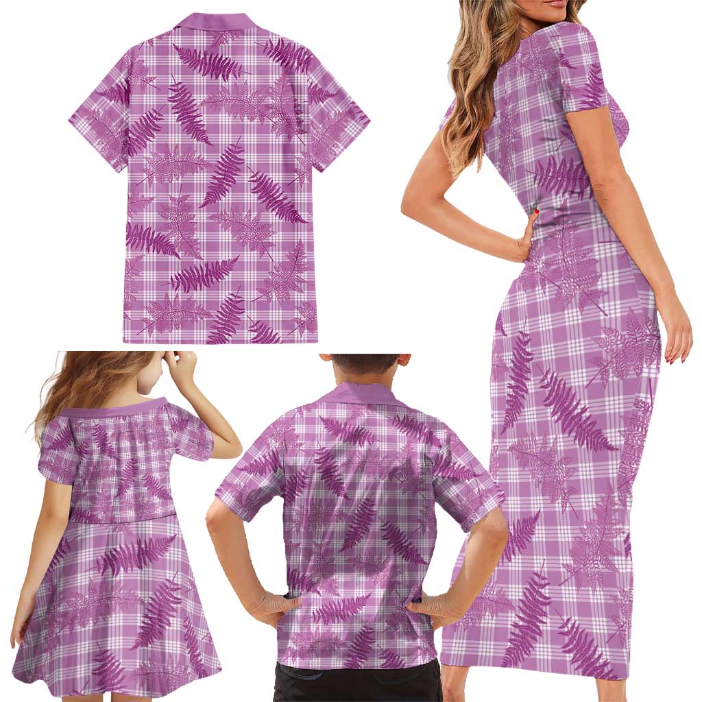 Pink Palaka Hawaii Palapalai Family Matching Short Sleeve Bodycon Dress and Hawaiian Shirt Hawaiian Fern - Polynesian Pride