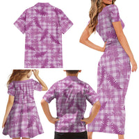 Pink Palaka Hawaii Palapalai Family Matching Short Sleeve Bodycon Dress and Hawaiian Shirt Hawaiian Fern - Polynesian Pride