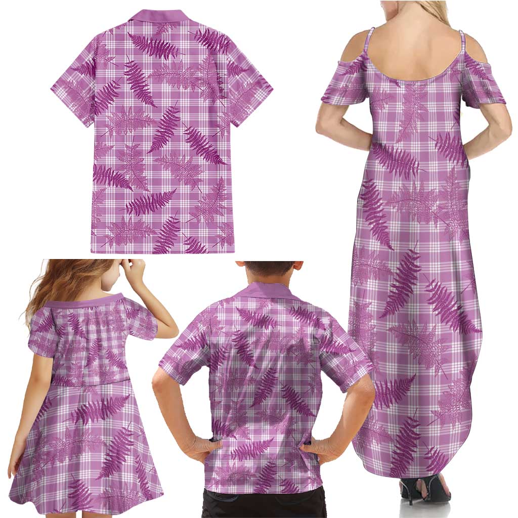 Pink Palaka Hawaii Palapalai Family Matching Summer Maxi Dress and Hawaiian Shirt Hawaiian Fern - Polynesian Pride