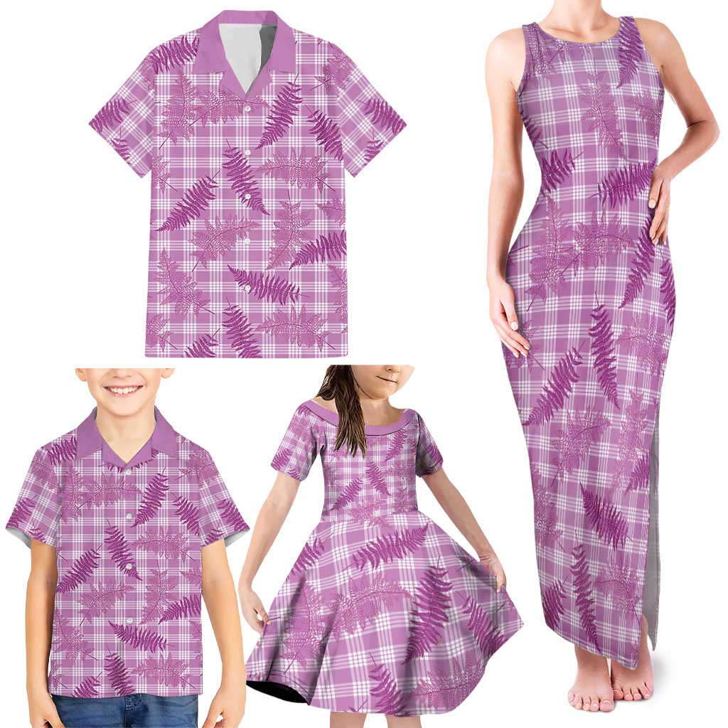Pink Palaka Hawaii Palapalai Family Matching Tank Maxi Dress and Hawaiian Shirt Hawaiian Fern - Polynesian Pride