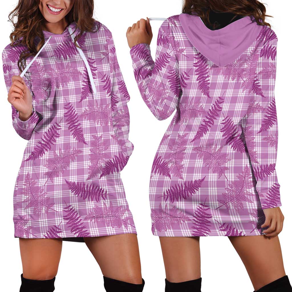 Pink Palaka Hawaii Palapalai Hoodie Dress Hawaiian Fern - Polynesian Pride