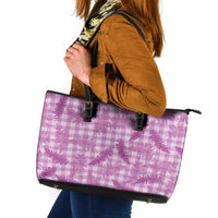 Pink Palaka Hawaii Palapalai Leather Tote Bag Hawaiian Fern - Polynesian Pride
