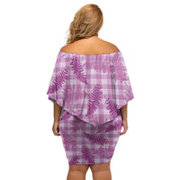 Pink Palaka Hawaii Palapalai Off Shoulder Short Dress Hawaiian Fern LT14 - Polynesian Pride