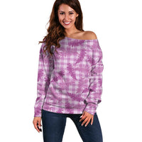 Pink Palaka Hawaii Palapalai Off Shoulder Sweater Hawaiian Fern LT14 Women Pink - Polynesian Pride