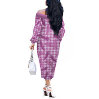 Pink Palaka Hawaii Palapalai Off The Shoulder Long Sleeve Dress Hawaiian Fern LT14 - Polynesian Pride