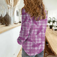Pink Palaka Hawaii Palapalai Women Casual Shirt Hawaiian Fern - Polynesian Pride