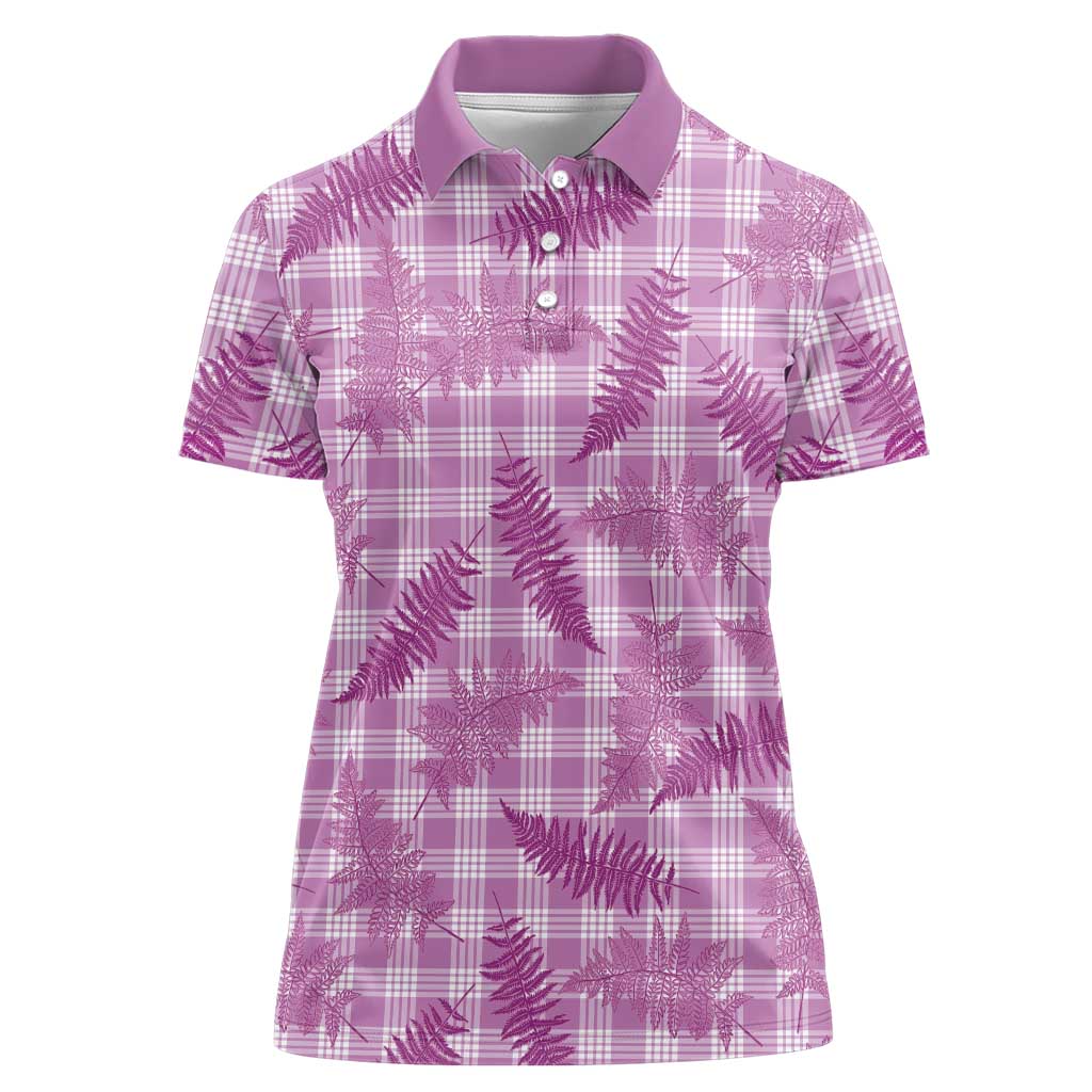 Pink Palaka Hawaii Palapalai Women Polo Shirt Hawaiian Fern - Polynesian Pride