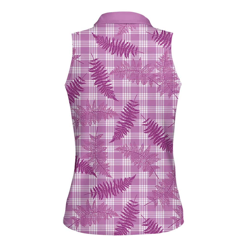 Pink Palaka Hawaii Palapalai Women Sleeveless Polo Shirt Hawaiian Fern - Polynesian Pride
