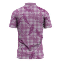 Pink Palaka Hawaii Palapalai Zipper Polo Shirt Hawaiian Fern - Polynesian Pride