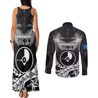 FSM Yap Day Couples Matching Tank Maxi Dress and Long Sleeve Button Shirt 2025 Wa'ab Micronesia Black Color