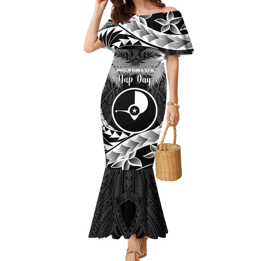 FSM Yap Day Family Matching Mermaid Dress and Hawaiian Shirt 2025 Wa'ab Micronesia Black Color