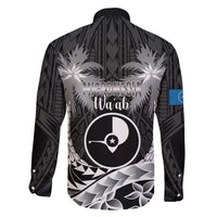 FSM Yap Day Family Matching Off The Shoulder Long Sleeve Dress and Hawaiian Shirt 2025 Wa'ab Micronesia Black Color