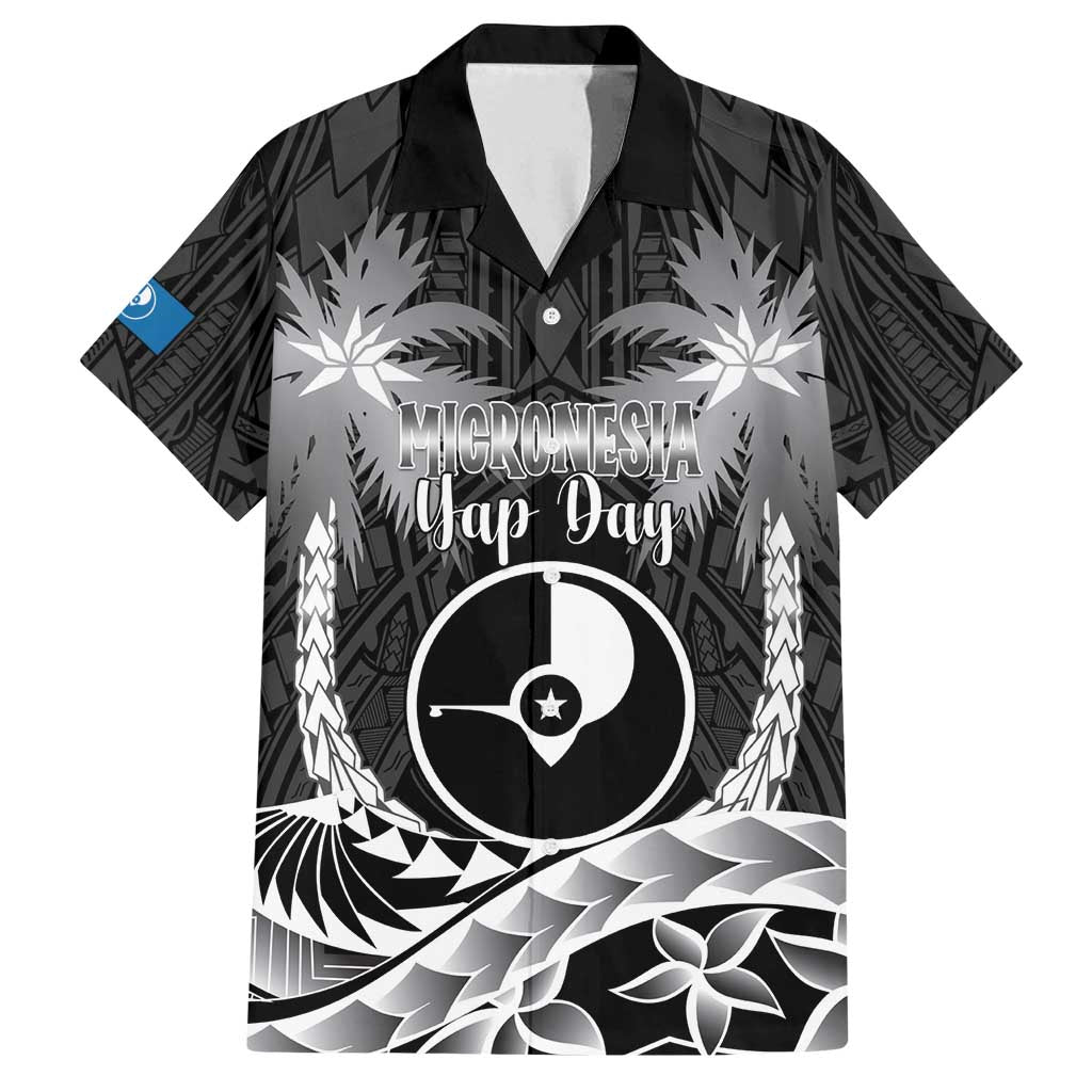 FSM Yap Day Family Matching Tank Maxi Dress and Hawaiian Shirt 2025 Wa'ab Micronesia Black Color