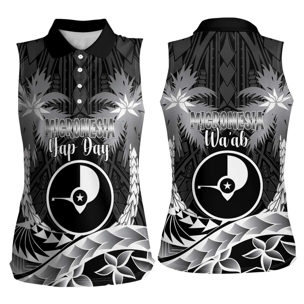 FSM Yap Day Women Sleeveless Polo Shirt 2025 Wa'ab Micronesia Black Color
