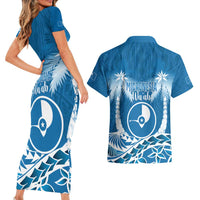 FSM Yap Day Couples Matching Short Sleeve Bodycon Dress and Hawaiian Shirt 2025 Wa'ab Micronesia Flag Color