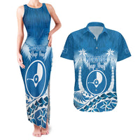 FSM Yap Day Couples Matching Tank Maxi Dress and Hawaiian Shirt 2025 Wa'ab Micronesia Flag Color