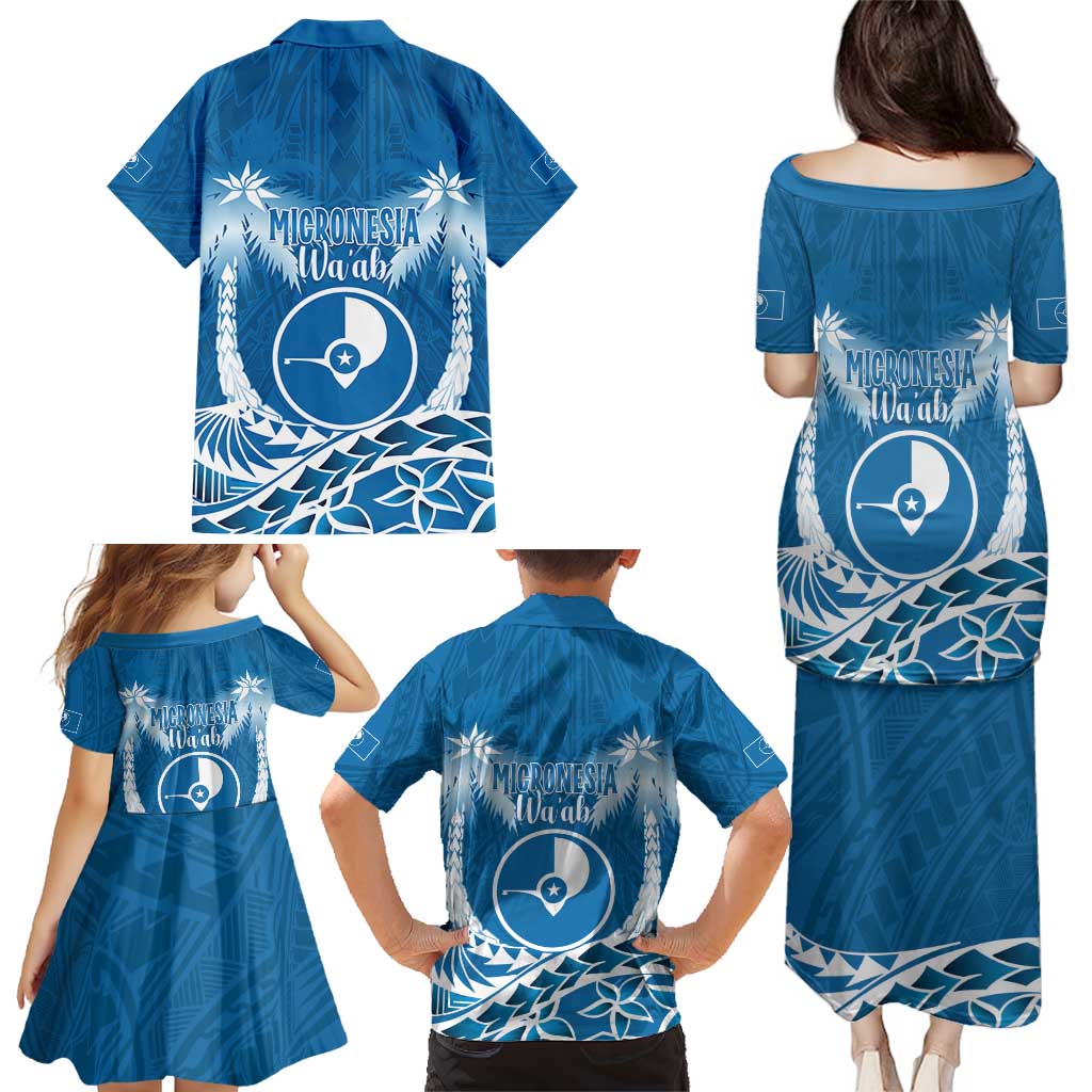 FSM Yap Day Family Matching Puletasi and Hawaiian Shirt 2025 Wa'ab Micronesia Flag Color