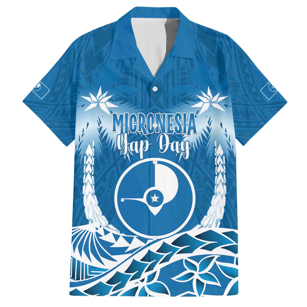 FSM Yap Day Family Matching Summer Maxi Dress and Hawaiian Shirt 2025 Wa'ab Micronesia Flag Color