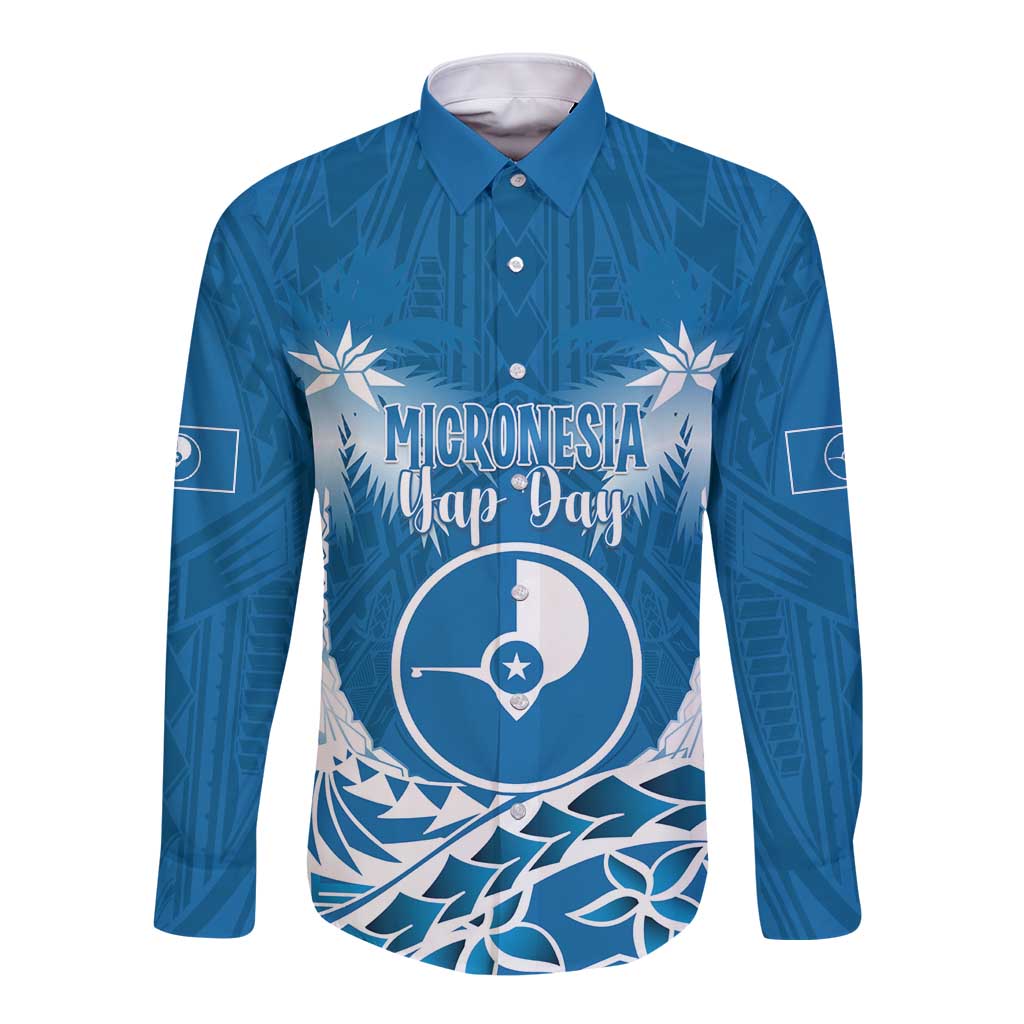 FSM Yap Day Long Sleeve Button Shirt 2025 Wa'ab Micronesia Flag Color