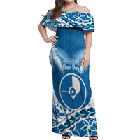 FSM Yap Day Off Shoulder Maxi Dress 2025 Wa'ab Micronesia Flag Color