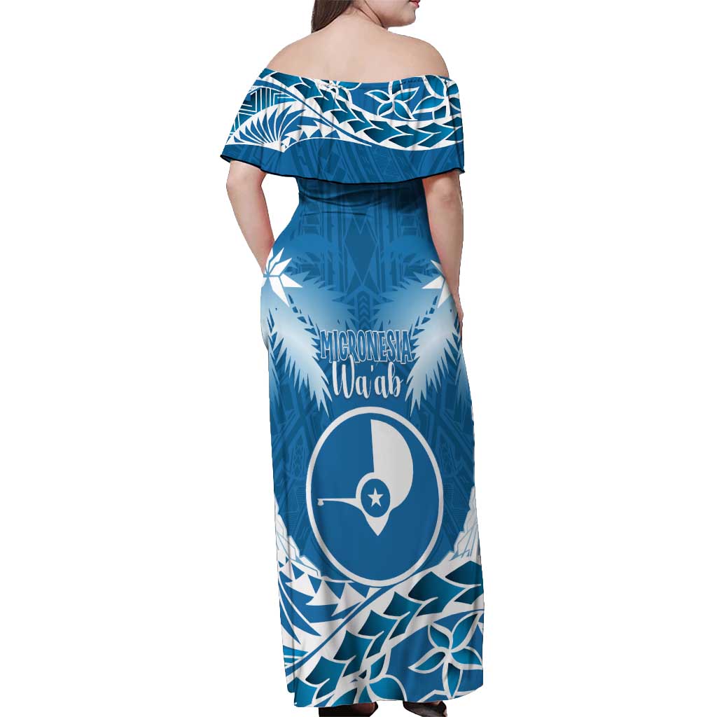 FSM Yap Day Off Shoulder Maxi Dress 2025 Wa'ab Micronesia Flag Color
